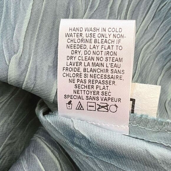 Komarov Blue Crinkle Silky Dress 3/4 Sleeve Midi Size Large - Picture 4 of 5